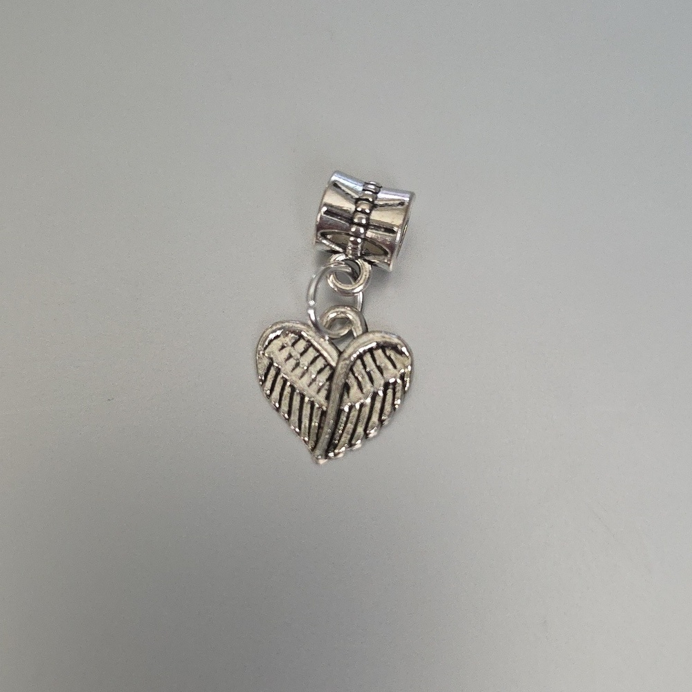 HEART Angel Wings Charm for European Style Bracelets Fits Pandora Syst…